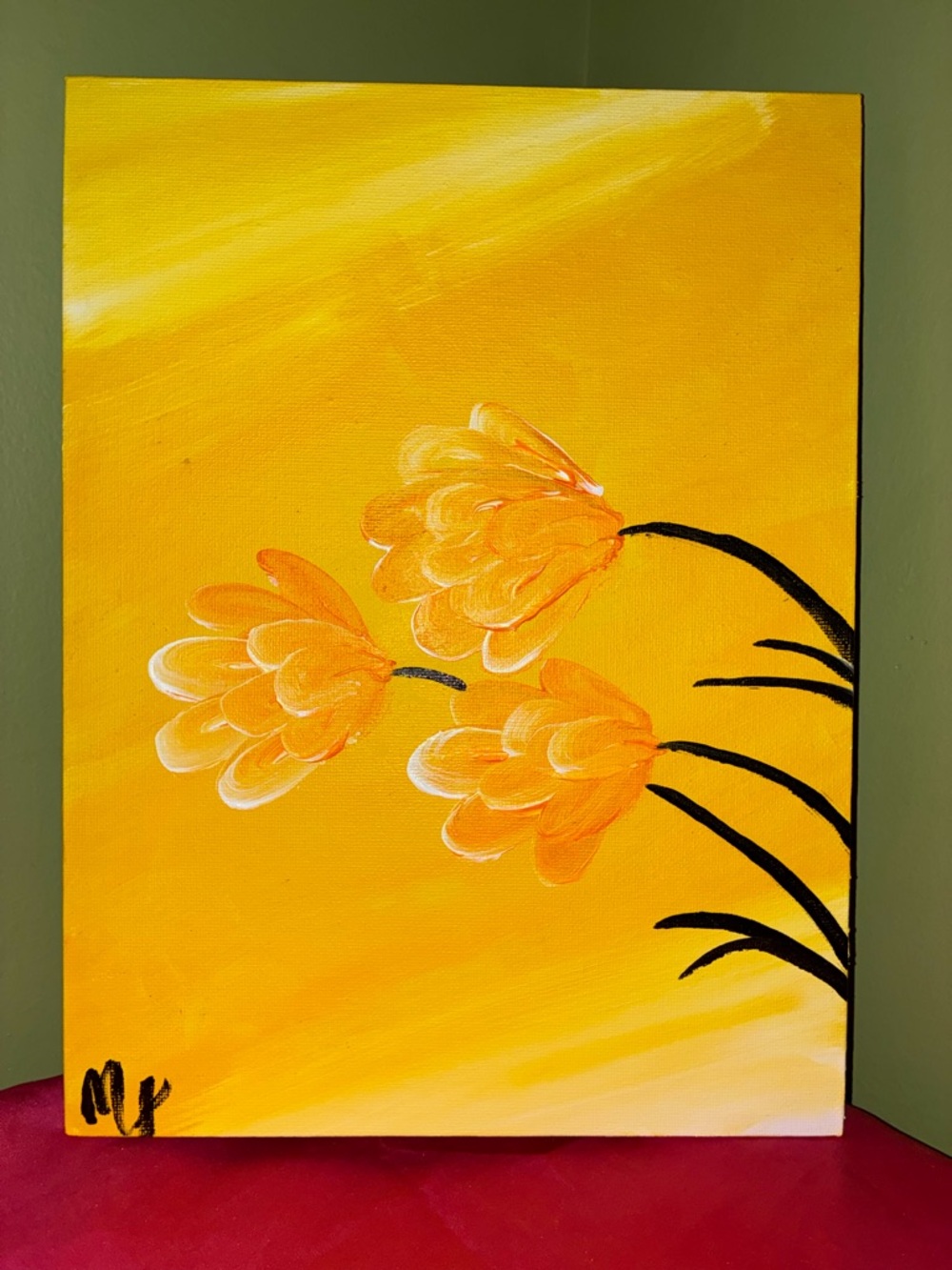 “Ellie” -M.F Original Yellow Floral Canvas Painting